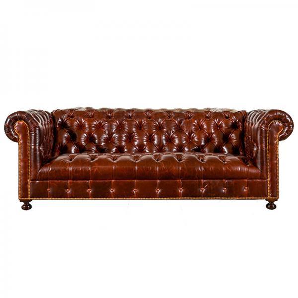 Brown Tufted Leather Chesterfield Sofa